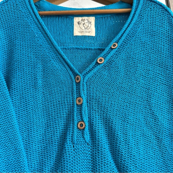 Free People Women's Firefly Knit Tunic Oversized Sweater Surf Blue XS NWT Boho - Picture 5 of 16